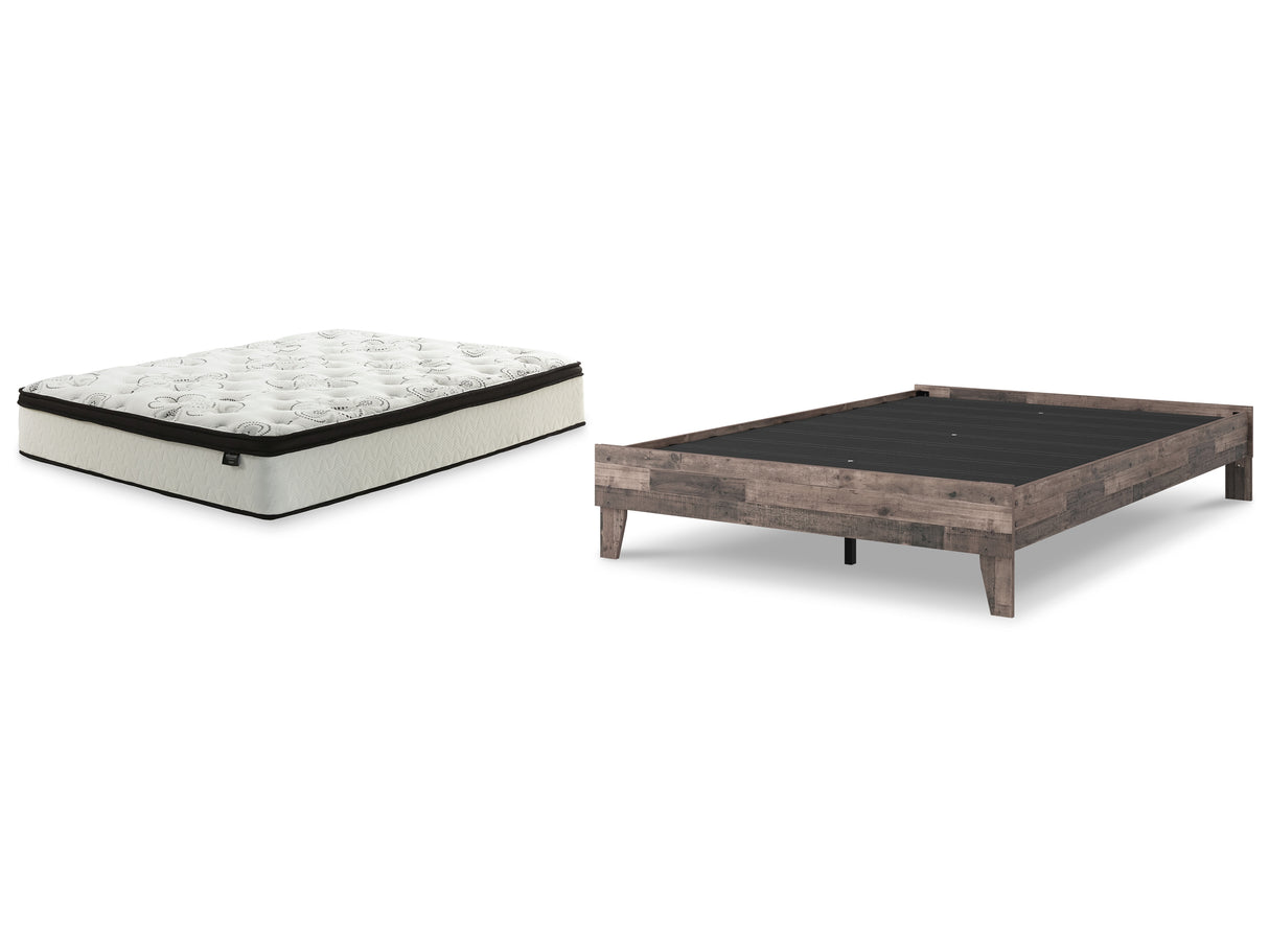 Neilsville 2-Piece Queen Platform Bed with Mattress (Queen Platform Bed, Chime 12 Inch Hybrid Queen Mattress in a Box)