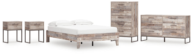 Neilsville 5-Piece Full Platform Bed with Dresser, Chest and 2 Nightstands (Full Platform Bed, Dresser, Chest of Drawers, Nightstand, Nightstand)