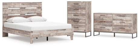 Neilsville 4-Piece Queen Platform Bed with Dresser and Chest (Queen Platform Bed, Queen Panel Headboard, Dresser, Chest of Drawers)