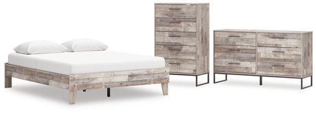 Neilsville 3-Piece Queen Platform Bed with Dresser and Chest (Queen Platform Bed, Dresser, Chest of Drawers)
