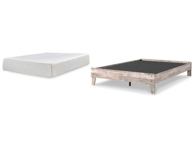 Neilsville 2-Piece Queen Platform Bed with Mattress (Queen Platform Bed, Chime 12 Inch Memory Foam Queen Mattress in a Box)