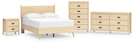 Cabinella 5-Piece Full Platform Panel Bed with Dresser, Chest and Nightstand (Full Platform Bed, Full Panel Headboard, Dresser, Chest of Drawers, Nightstand)