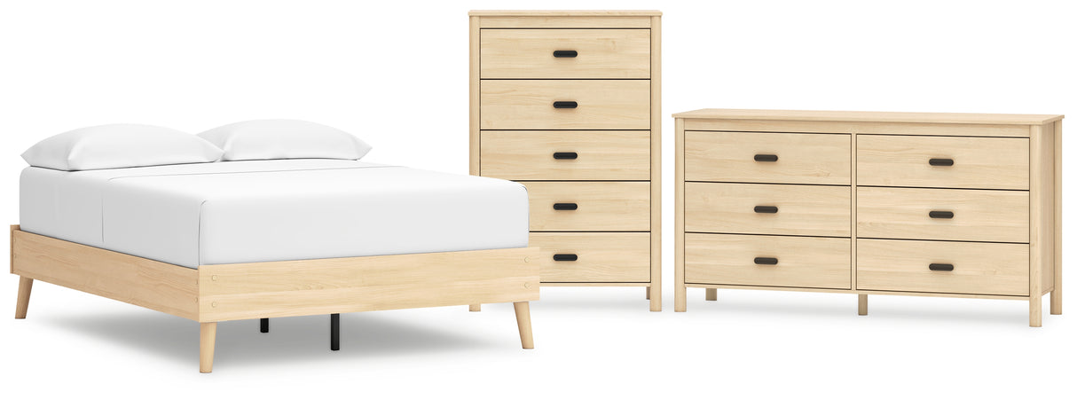 Cabinella 3-Piece Full Platform Bed with Dresser and Chest (Full Platform Bed, Dresser, Chest of Drawers)