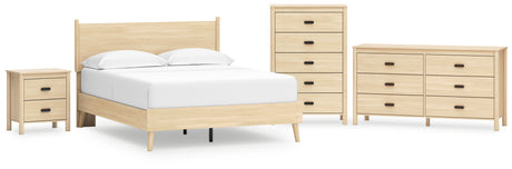 Cabinella 5-Piece Queen Platform Panel Bed with Dresser, Chest and Nightstand (Queen Platform Bed, Queen Panel Headboard, Dresser, Chest of Drawers, Nightstand)