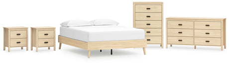 Cabinella 5-Piece Queen Platform Bed with Dresser, Chest and 2 Nightstands (Queen Platform Bed, Dresser, Chest of Drawers, Nightstand, Nightstand)
