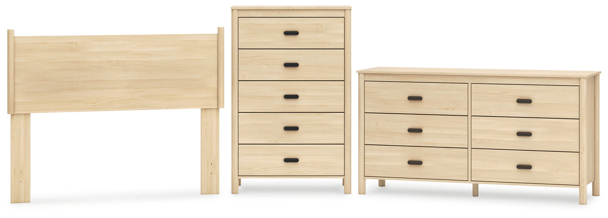 Cabinella 3-Piece Full Panel Headboard with Dresser and Chest (Full Panel Headboard, Dresser, Chest of Drawers)