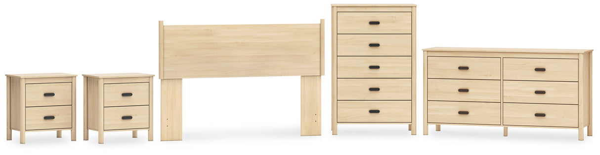 Cabinella 5-Piece Queen Panel Headboard with Dresser, Chest and 2 Nightstands (Queen Panel Headboard, Dresser, Chest of Drawers, Nightstand, Nightstand)