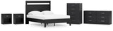 Finch 6-Piece Queen Panel Platform Bed with Dresser, Chest and 2 Nightstands (Queen Platform Bed, Queen Panel Headboard, Dresser, Chest of Drawers, Nightstand, Nightstand)