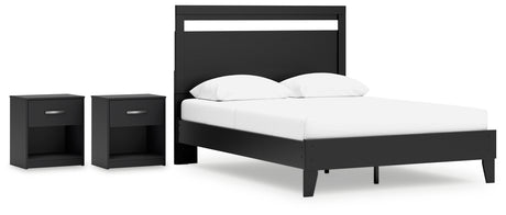Finch 4-Piece Queen Panel Platform Bed with 2 Nightstands (Queen Platform Bed, Queen Panel Headboard, Nightstand, Nightstand)