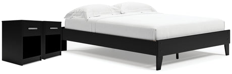 Finch 3-Piece Queen Platform Bed with 2 Nightstands (Queen Platform Bed, Nightstand, Nightstand)