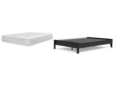 Finch 2-Piece Queen Platform Bed with Mattress (Queen Platform Bed, 10 Inch Chime Memory Foam Queen Mattress in a Box)