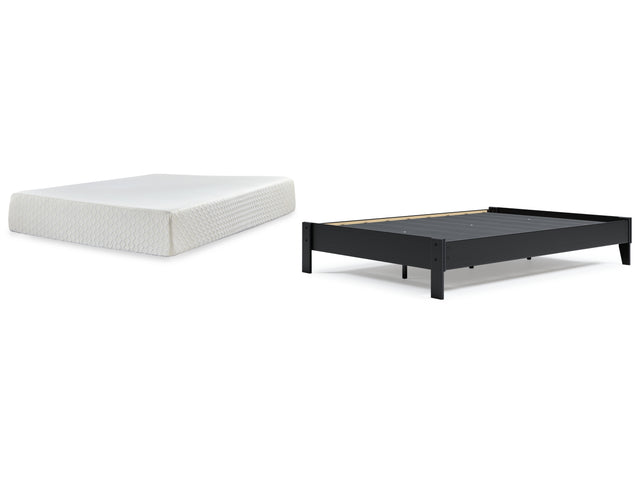Finch 2-Piece Queen Platform Bed with Mattress (Queen Platform Bed, Chime 12 Inch Memory Foam Queen Mattress in a Box)