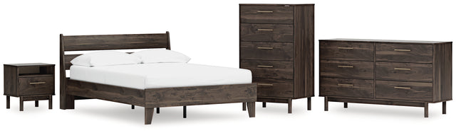 EB3660 5-Piece Full Platform Bed with Dresser, Chest and Nightstand (Calverson Full Platform Bed, Calverson Full Panel Headboard, Calverson Dresser, Calverson Chest of Drawers, Calverson Nightstand)
