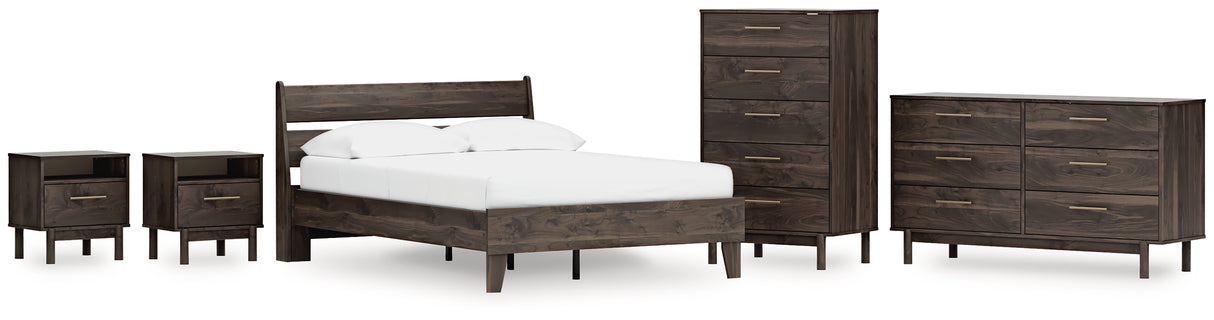 EB3660 6-Piece Full Platform Bed with Dresser, Chest and 2 Nightstands (Calverson Full Platform Bed, Calverson Full Panel Headboard, Calverson Dresser, Calverson Chest of Drawers, Calverson Nightstand, Calverson Nightstand)