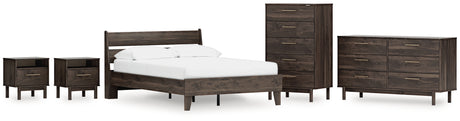 EB3660 6-Piece Full Platform Bed with Dresser, Chest and 2 Nightstands (Calverson Full Platform Bed, Calverson Full Panel Headboard, Calverson Dresser, Calverson Chest of Drawers, Calverson Nightstand, Calverson Nightstand)