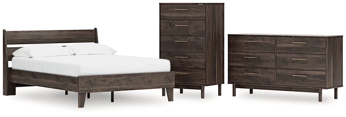 EB3660 4-Piece Full Platform Bed with Dresser and Chest (Calverson Full Platform Bed, Calverson Full Panel Headboard, Calverson Dresser, Calverson Chest of Drawers)