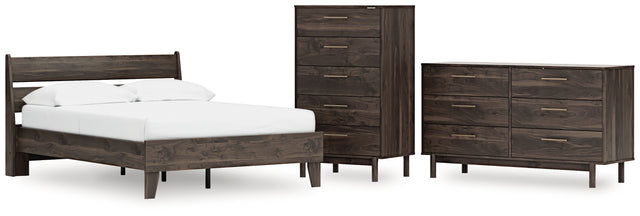 EB3660 4-Piece Full Platform Bed with Dresser and Chest (Calverson Full Platform Bed, Calverson Full Panel Headboard, Calverson Dresser, Calverson Chest of Drawers)