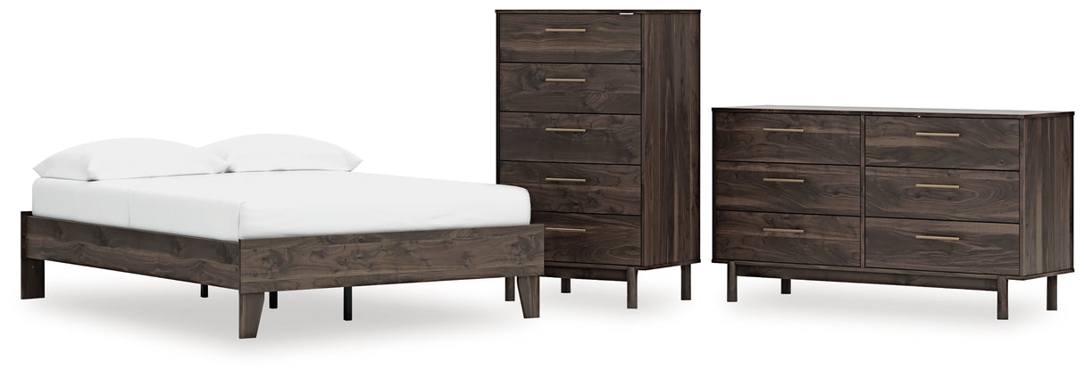 EB3660 3-Piece Full Platform Bed with Dresser and Chest (Calverson Full Platform Bed, Calverson Dresser, Calverson Chest of Drawers)