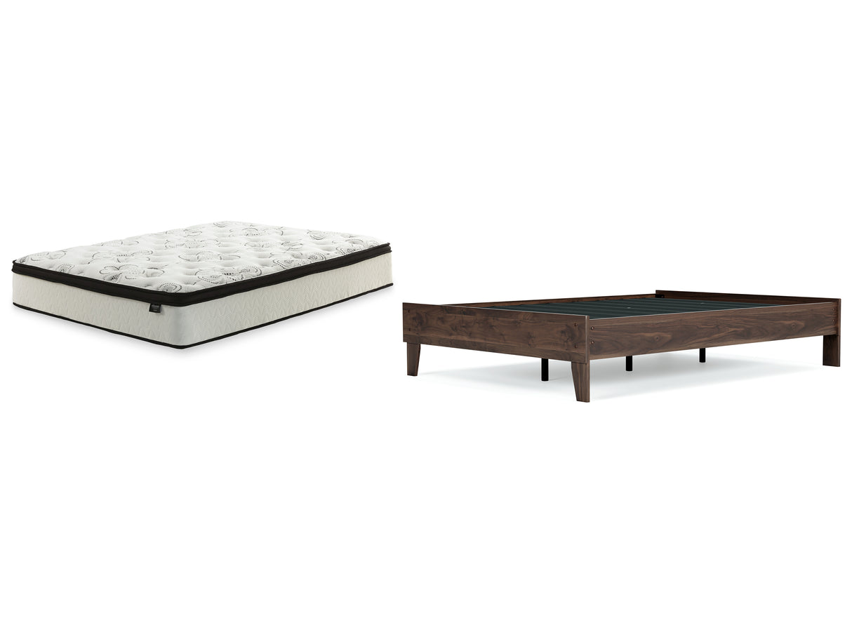 EB3660 2-Piece Full Platform Bed with Mattress (Calverson Full Platform Bed, Chime 12 Inch Hybrid Full Mattress in a Box)