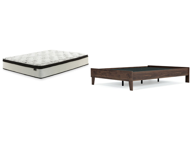 EB3660 2-Piece Full Platform Bed with Mattress (Calverson Full Platform Bed, Chime 12 Inch Hybrid Full Mattress in a Box)