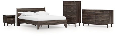 EB3660 5-Piece Queen Platform Bed with Dresser, Chest and Nightstand (Calverson Queen Platform Bed, Calverson Queen Panel Headboard, Calverson Dresser, Calverson Chest of Drawers, Calverson Nightstand)
