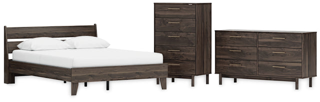 EB3660 4-Piece Queen Platform Bed with Dresser and Chest (Calverson Queen Platform Bed, Calverson Queen Panel Headboard, Calverson Dresser, Calverson Chest of Drawers)