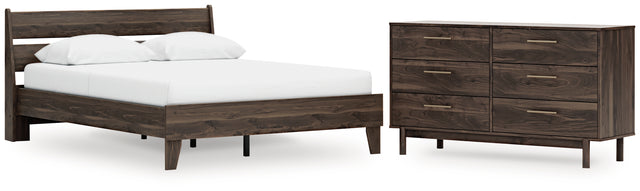 EB3660 3-Piece Queen Platform Bed with Dresser (Calverson Queen Platform Bed, Calverson Queen Panel Headboard, Calverson Dresser)