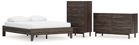 EB3660 3-Piece Queen Platform Bed with Dresser and Chest (Calverson Queen Platform Bed, Calverson Dresser, Calverson Chest of Drawers)