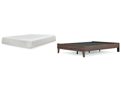 EB3660 2-Piece Queen Platform Bed with Mattress (Calverson Queen Platform Bed, 10 Inch Chime Memory Foam Queen Mattress in a Box)