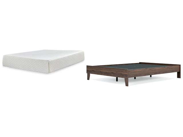 EB3660 2-Piece Queen Platform Bed with Mattress (Calverson Queen Platform Bed, Chime 12 Inch Memory Foam Queen Mattress in a Box)
