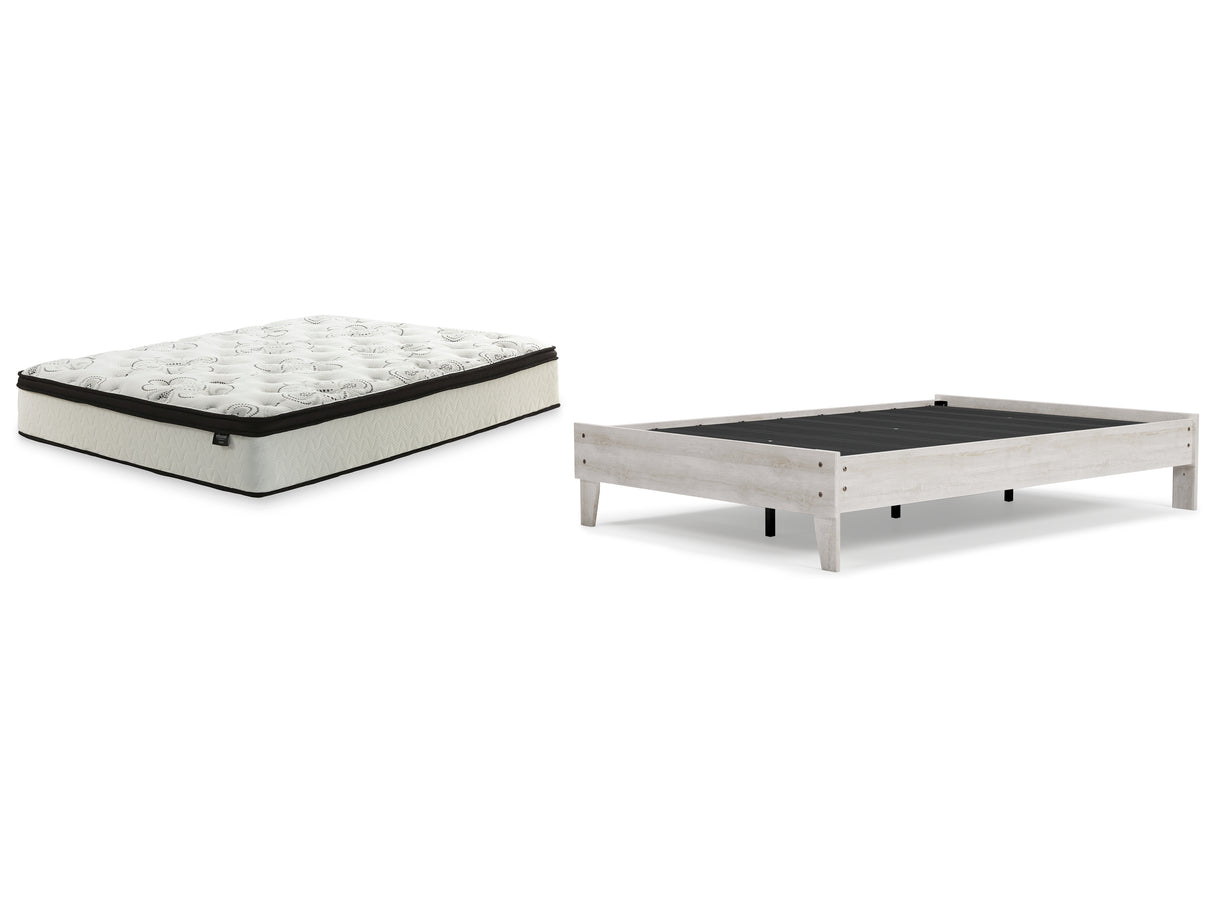 Shawburn 2-Piece Full Platform Bed with Mattress (Full Platform Bed, Chime 12 Inch Hybrid Full Mattress in a Box)
