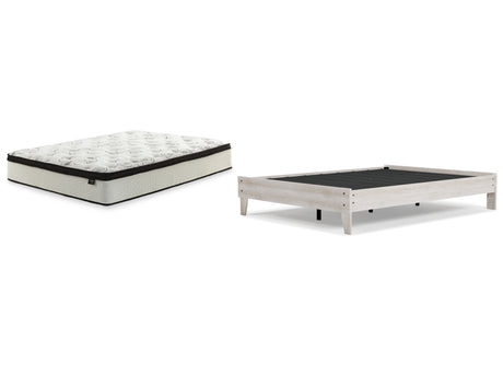Shawburn 2-Piece Queen Platform Bed with Mattress (Queen Platform Bed, Chime 12 Inch Hybrid Queen Mattress in a Box)