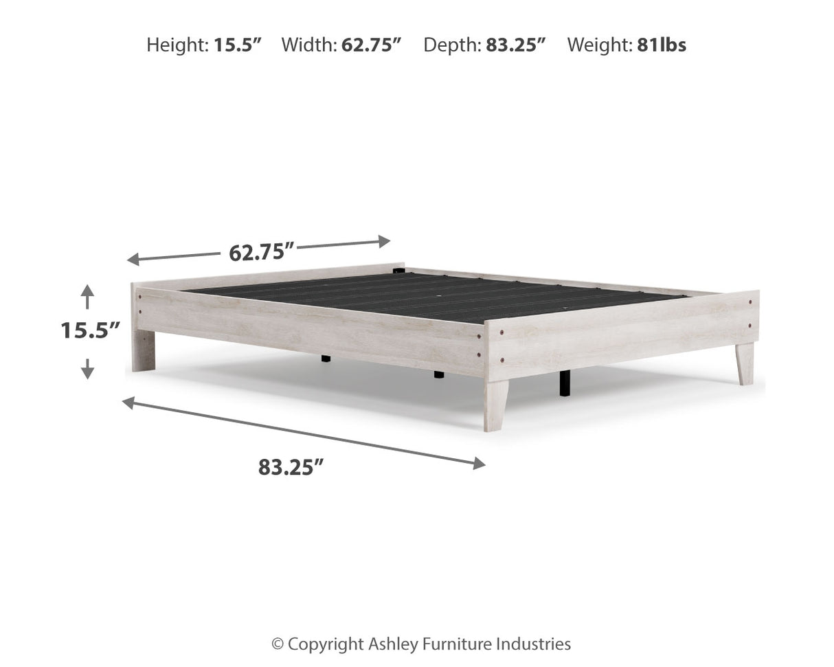 Shawburn 2-Piece Queen Platform Bed with Mattress (Queen Platform Bed, 8 Inch Chime Innerspring Queen Mattress in a Box)