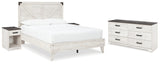 Shawburn 5-Piece Queen Platform Bed with Dresser and 2 Nightstands (Queen Platform Bed, Queen Crossbuck Panel Headboard, Dresser, Nightstand, Nightstand)