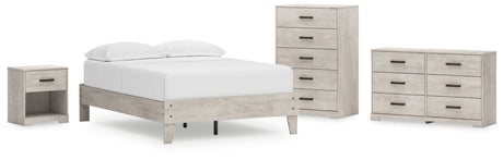 Shawburn 4-Piece Full Platform Bed with Dresser, Chest and Nightstand (Full Platform Bed, Dresser, Chest of Drawers, Nightstand)