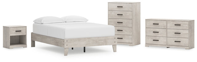 Shawburn 4-Piece Full Platform Bed with Dresser, Chest and Nightstand (Full Platform Bed, Dresser, Chest of Drawers, Nightstand)