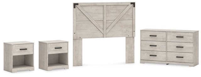 Shawburn 4-Piece Full Panel Headboard with Dresser and 2 Nightstands (Full Crossbuck Panel Headboard, Dresser, Nightstand, Nightstand)