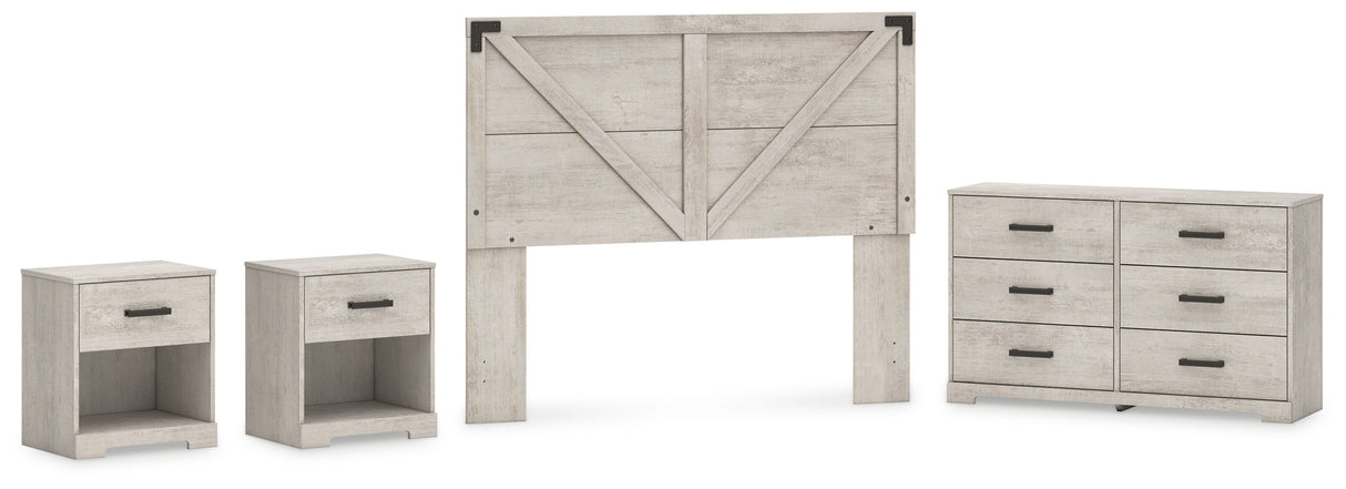 Shawburn 4-Piece Queen Crossbuck Panel Headboard with Dresser and 2 Nightstands (Queen Crossbuck Panel Headboard, Dresser, Nightstand, Nightstand)