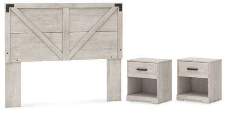 Shawburn 3-Piece Queen Crossbuck Panel Headboard with 2 Nightstands (Queen Crossbuck Panel Headboard, Nightstand, Nightstand)