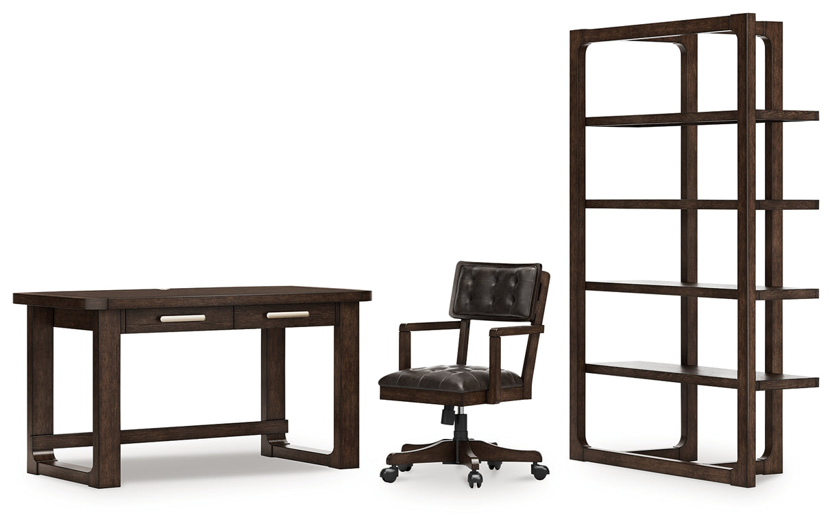 Breckington 3-Piece Home Office Desk with Chair and Storage (56" Home Office Desk, Home Office Desk Chair, 76" Bookcase)