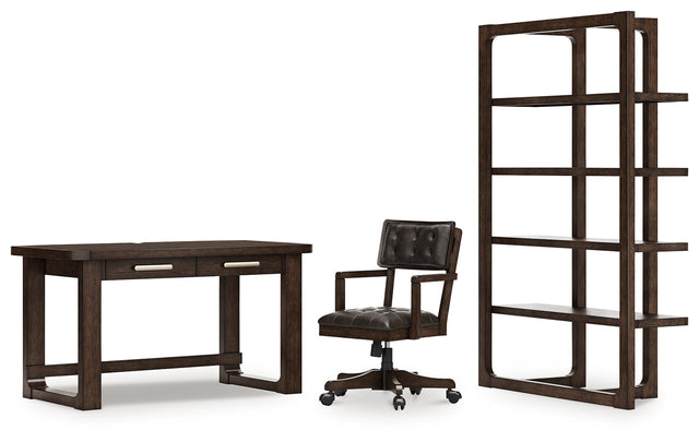 Breckington 3-Piece Home Office Desk with Chair and Storage (56" Home Office Desk, Home Office Desk Chair, 76" Bookcase)