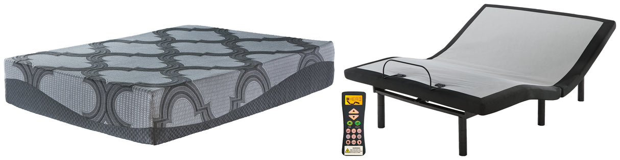 12 Inch Ashley Hybrid 2-Piece Mattress with Adjustable Base (California King Mattress, Head-Foot Model Best California King Adjustable Base)