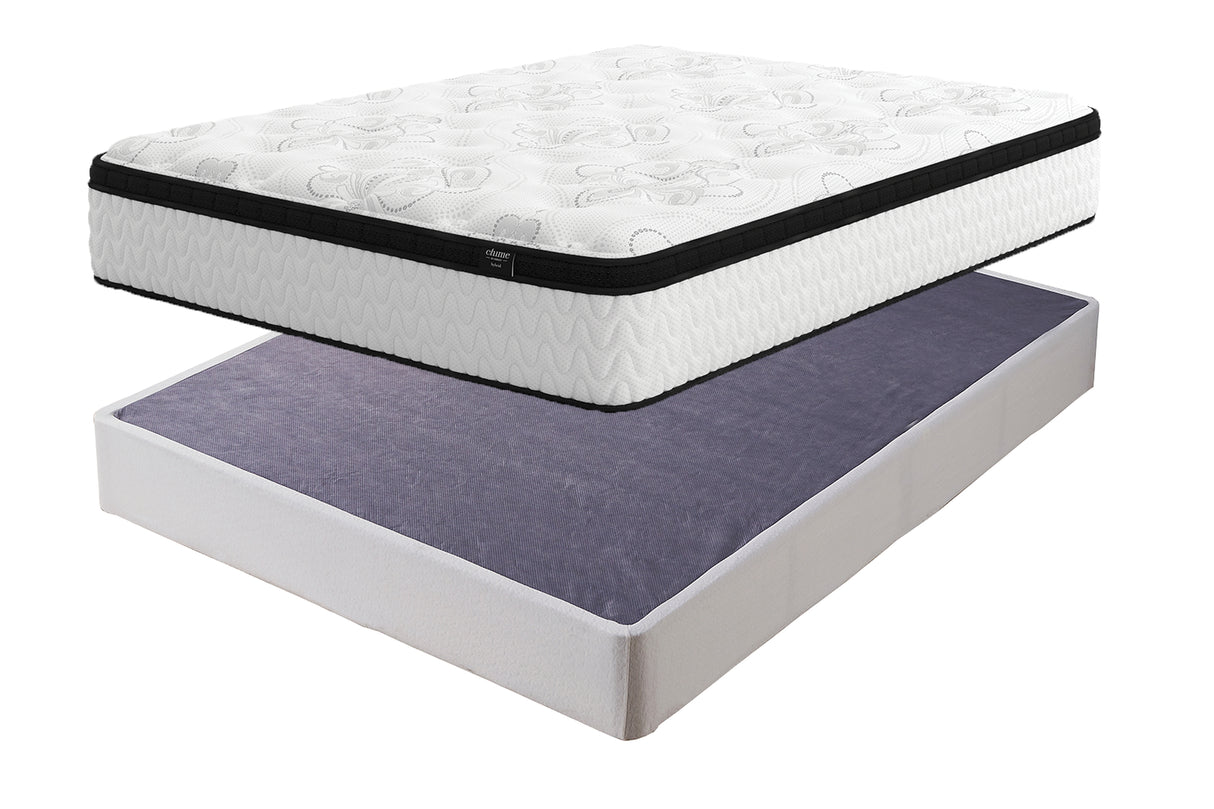 Chime 12 Inch Hybrid 2-Piece Mattress with Foundation (King Mattress in a Box, Foundation King Foundation)