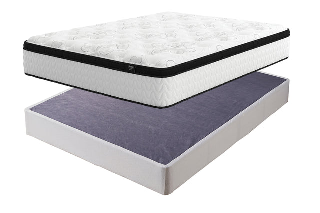 Chime 12 Inch Hybrid 2-Piece Mattress with Foundation (King Mattress in a Box, Foundation King Foundation)