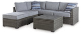 Petal Road Outdoor Loveseat Sectional/Ottoman/Table Set (Set of 4)
