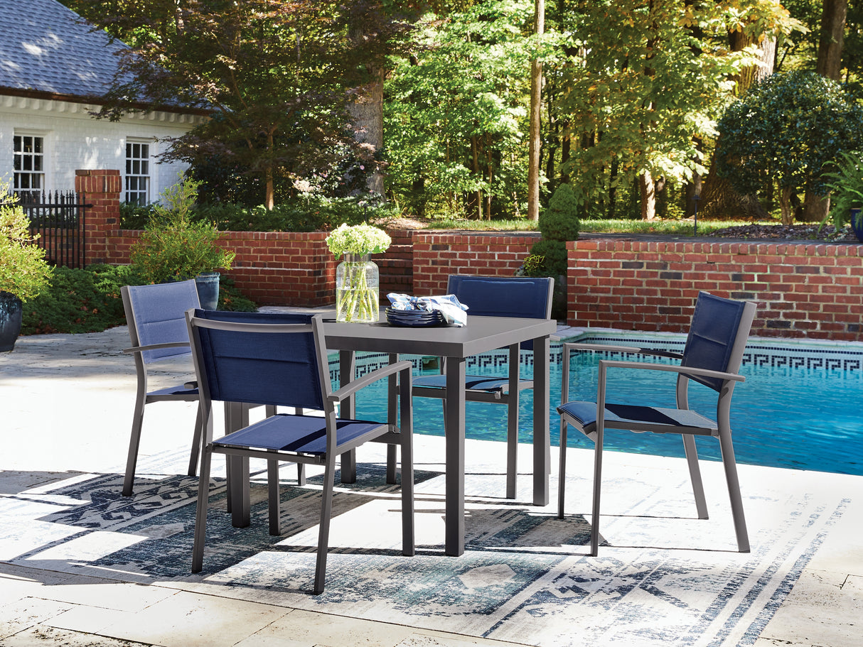 Rocky Creek 2-Piece Outdoor Dining Table and 4 Chairs (Outdoor Dining Table, Outdoor Sling Arm Chair (Set of 4))