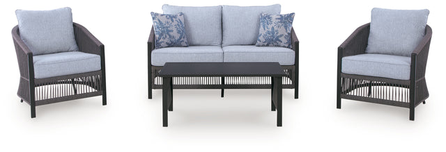 Bridges Beach Outdoor Love/Chairs/Table Set (Set of 4)