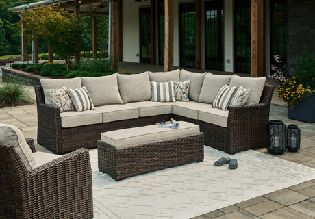 Brook Ranch 2-Piece Outdoor Sectional with Chair (Outdoor Sofa Sectional/Bench with Cushion (Set of 3), Outdoor Lounge Chair with Cushion)