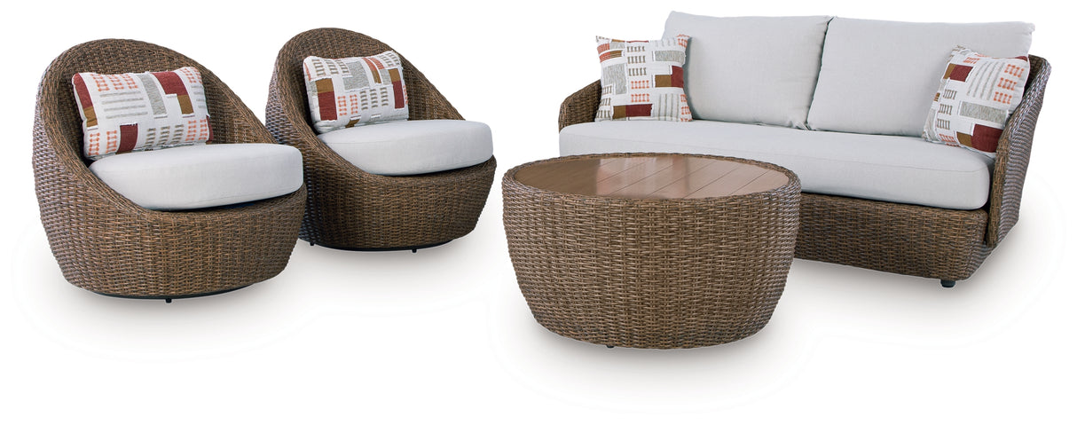 Double Point 2-Piece Outdoor Package (Outdoor Loveseat/2 Swivel Chairs (Set of 3), Outdoor Coffee Table)