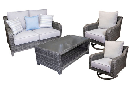 Elite Park 4-Piece Outdoor Loveseat and 2 Lounge Chairs with Coffee Table